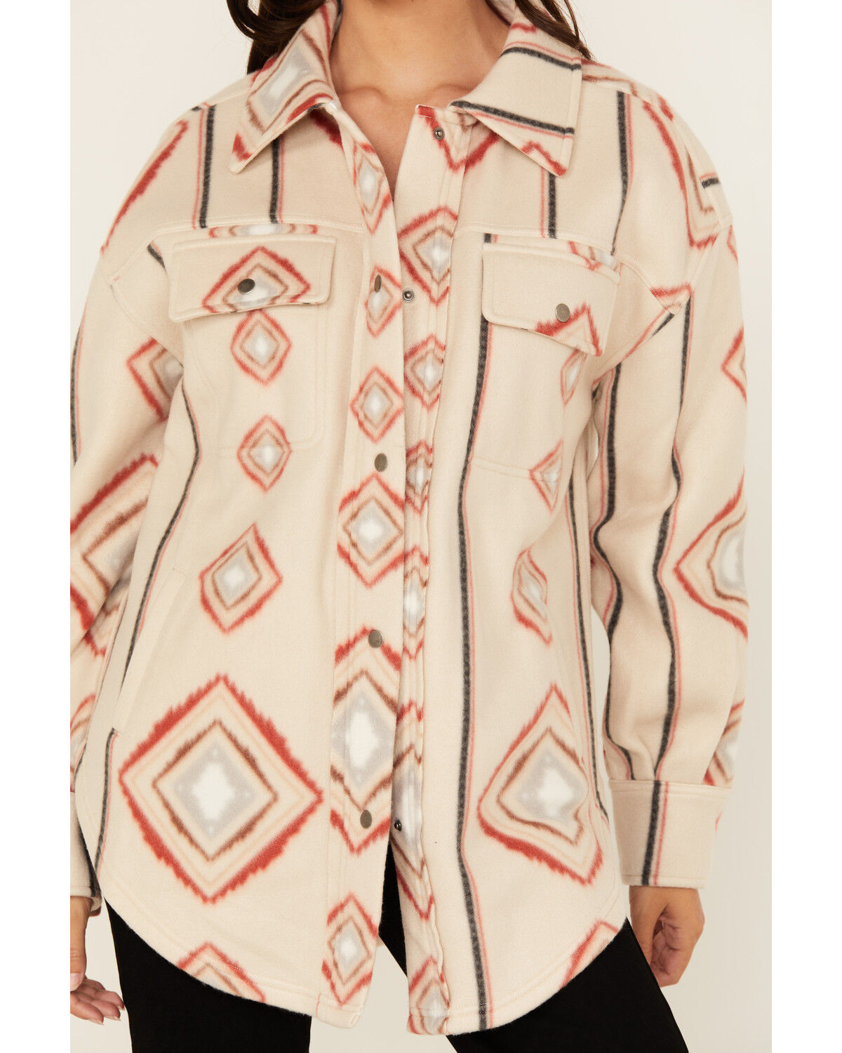 Fornia Women's Southwestern Print Polar Fleece Shacket