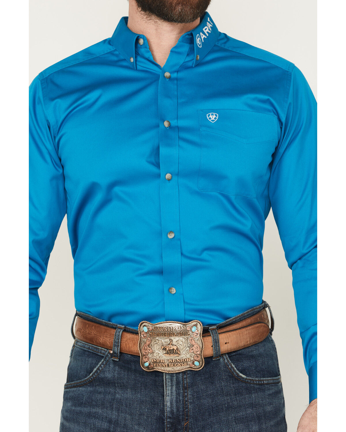 Ariat Men's Team Logo Twill Solid Long Sleeve Button-Down Western Shirt