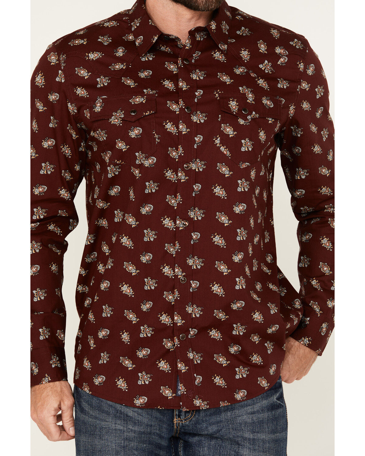 Moonshine Spirit Men's Nightmare Paisley Print Long Sleeve Snap Western Shirt