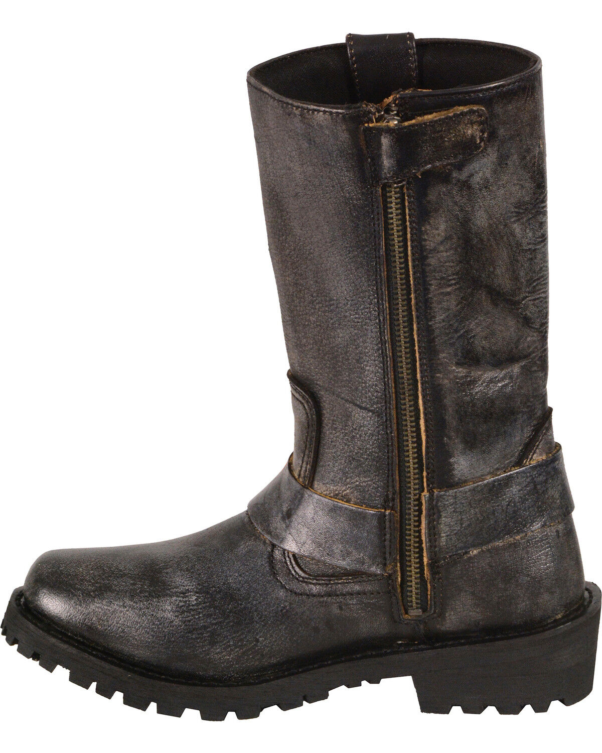 Milwaukee Leather Women's Distressed Classic Harness Boots - Square Toe