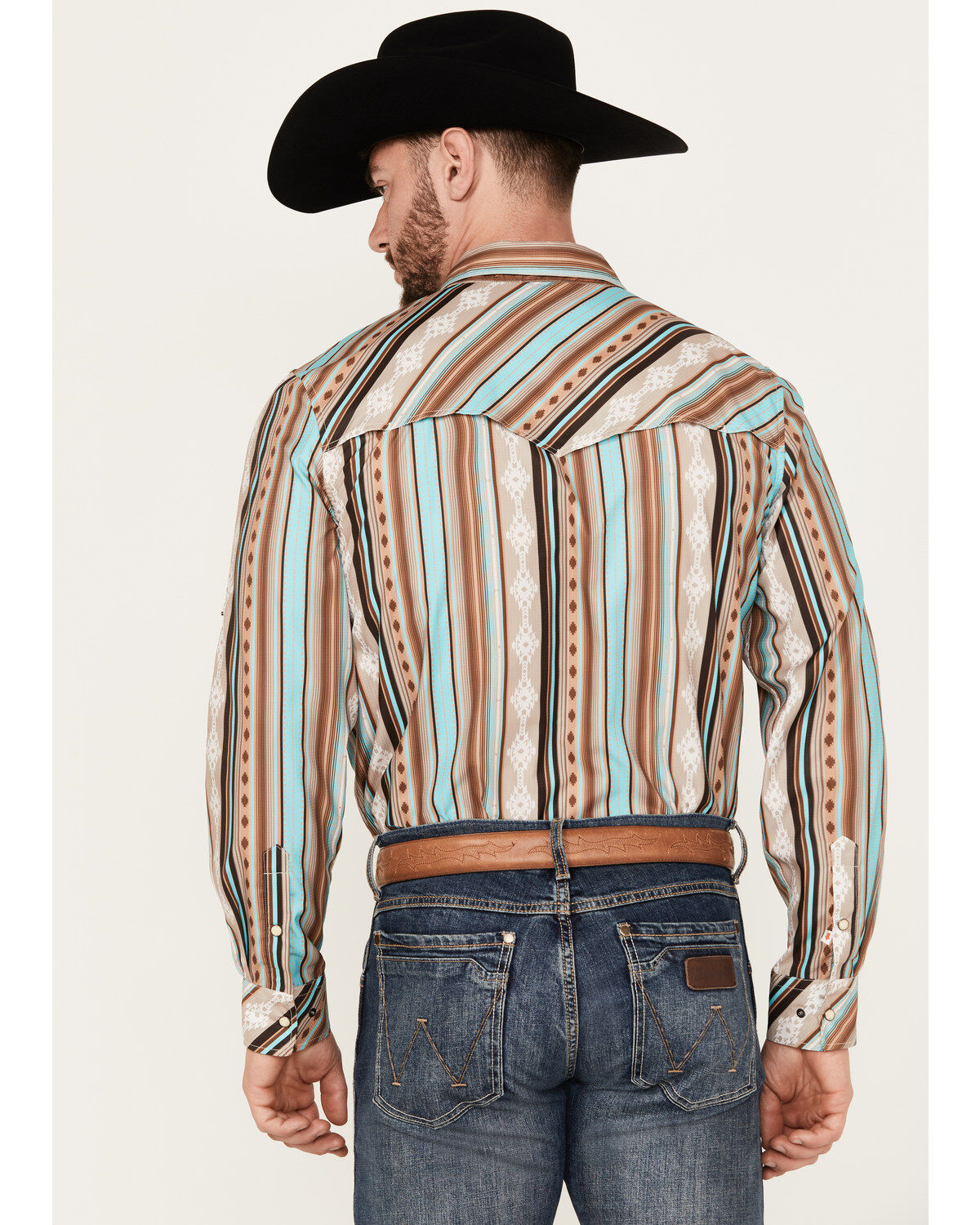 Rock & Roll Denim Men's Serape Striped Long Sleeve Performance Snap Western Shirt