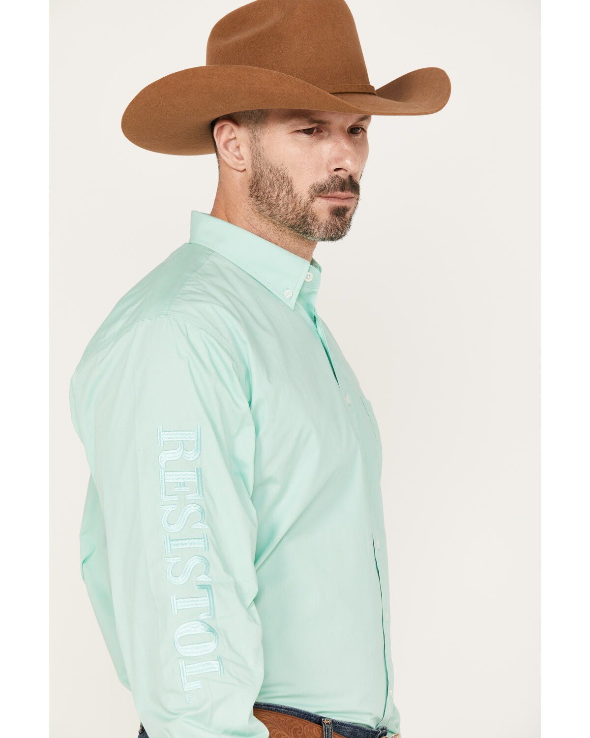 Resistol Men's Jacksonville Solid Long Sleeve Button Down Western Shirt