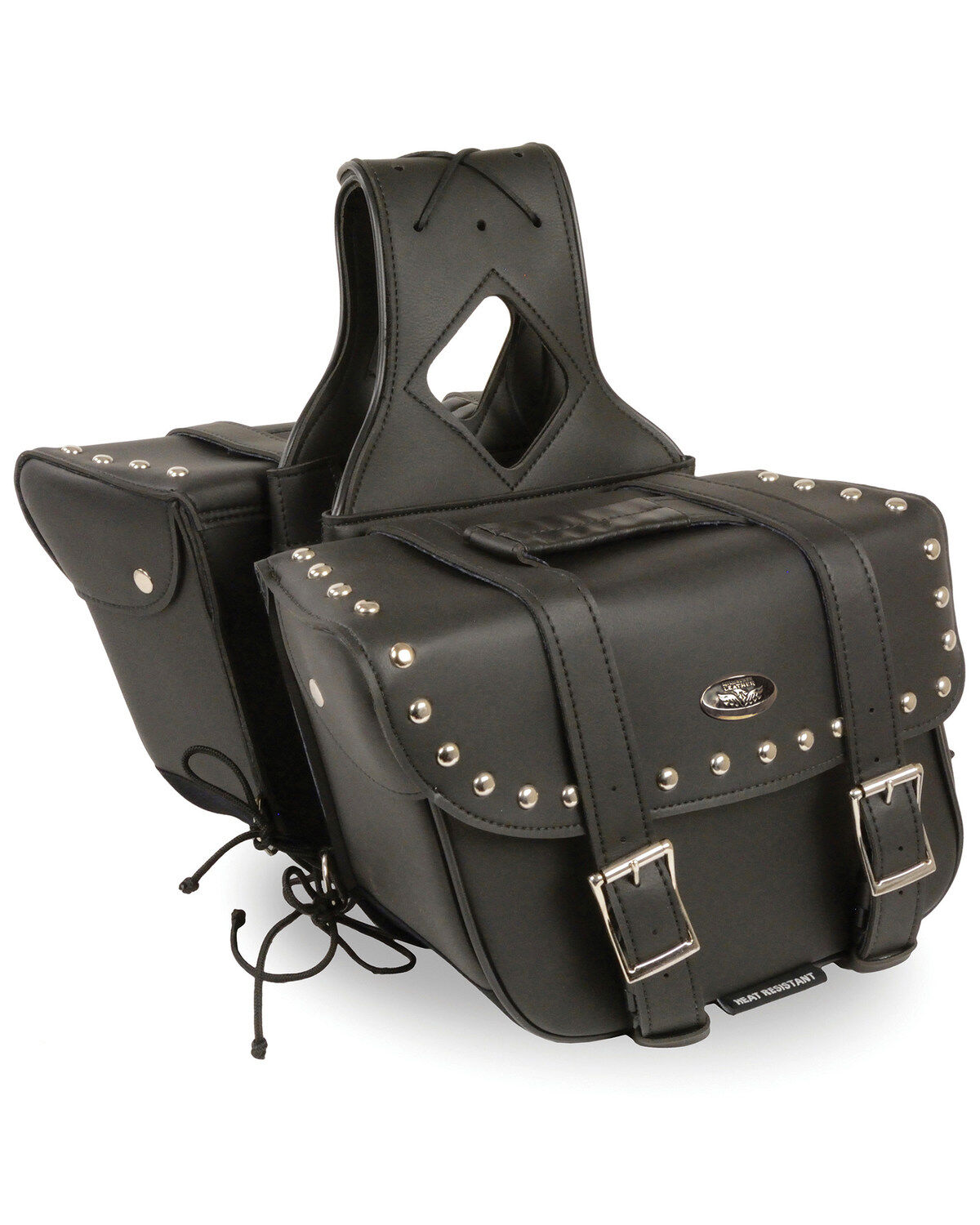 Milwaukee Leather Medium Zip-Off Slanted Throw Over Studded Saddle Bag
