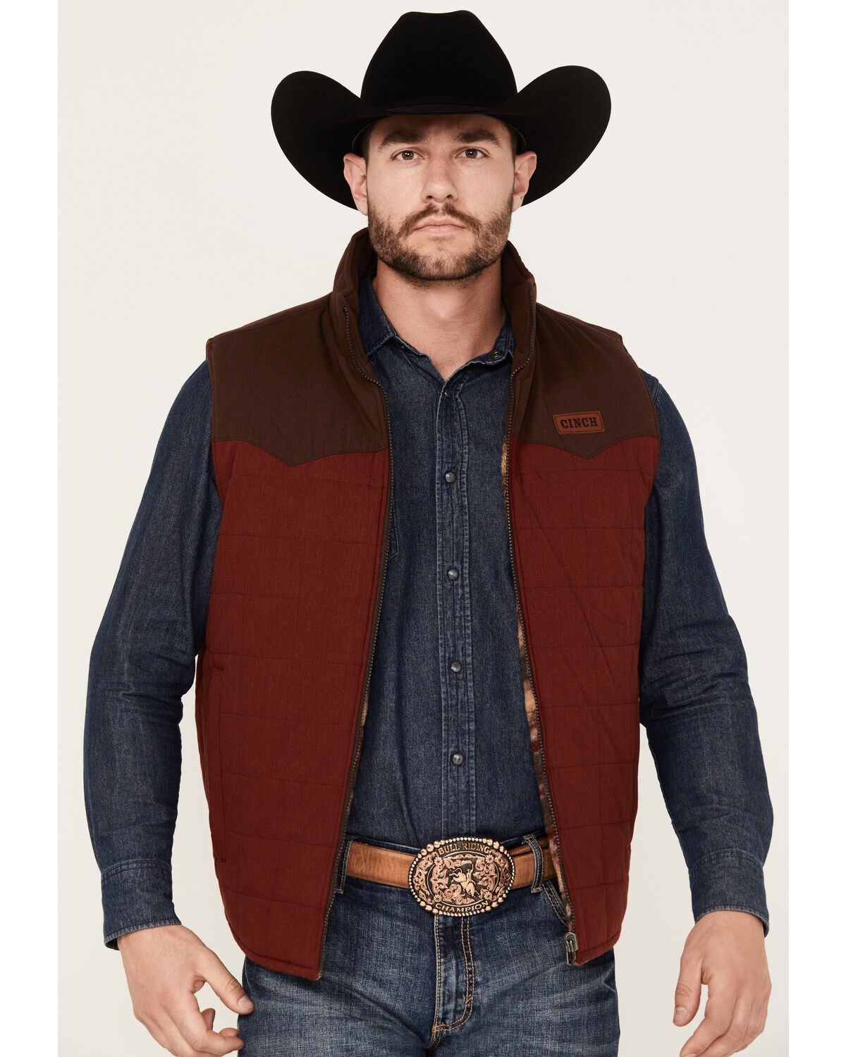Cinch Men's Canvas Reversible Quilted Southwestern Zip Vest