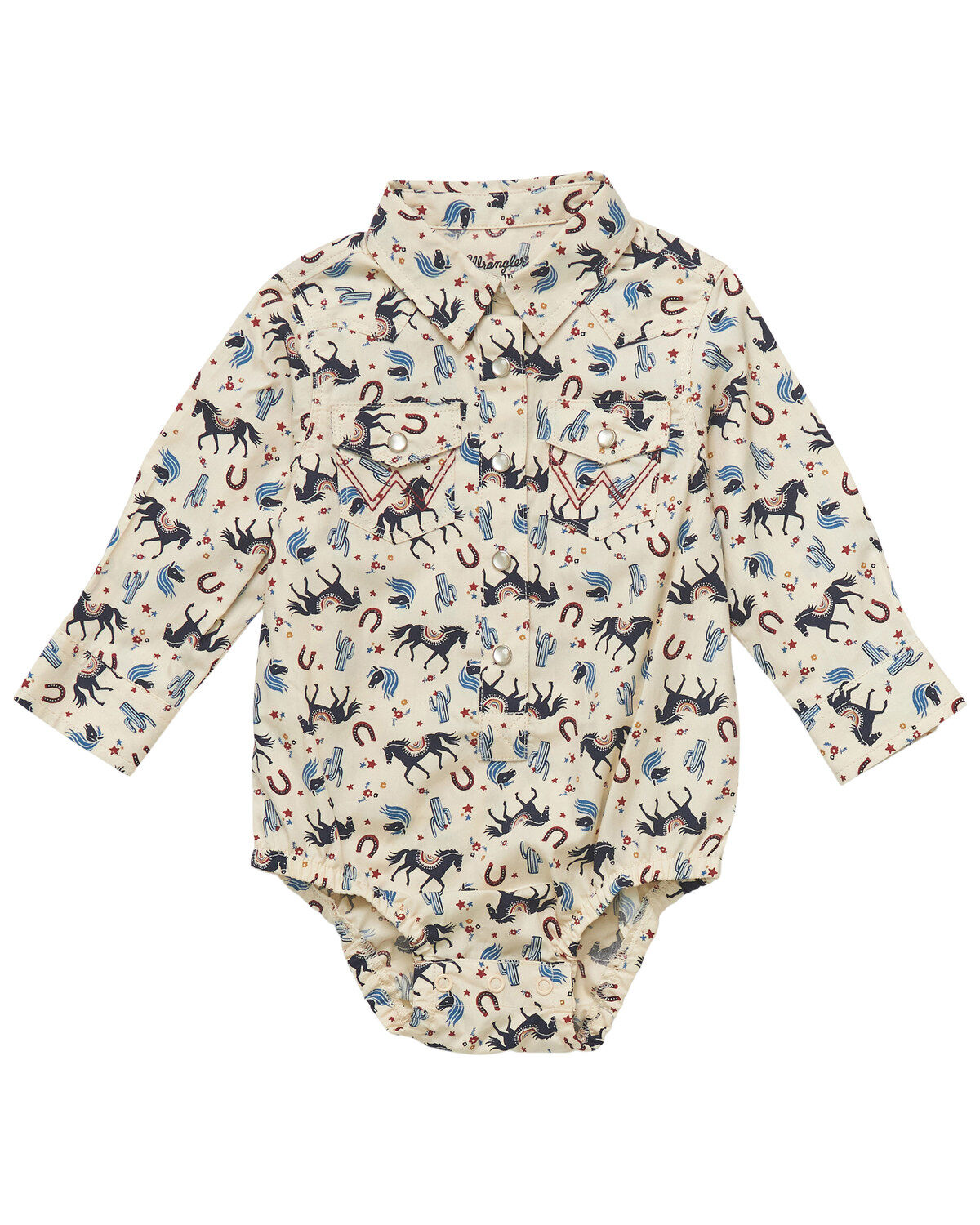 Wrangler Infant Girls' Horse Long Sleeve Pearl Snap Graphic Print Onesie