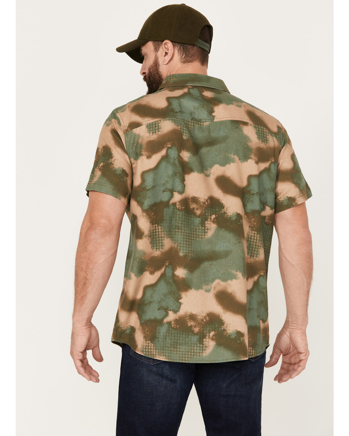 Brothers and Sons Men's Hemp Camo Print Short Sleeve Button-Down Western Shirt