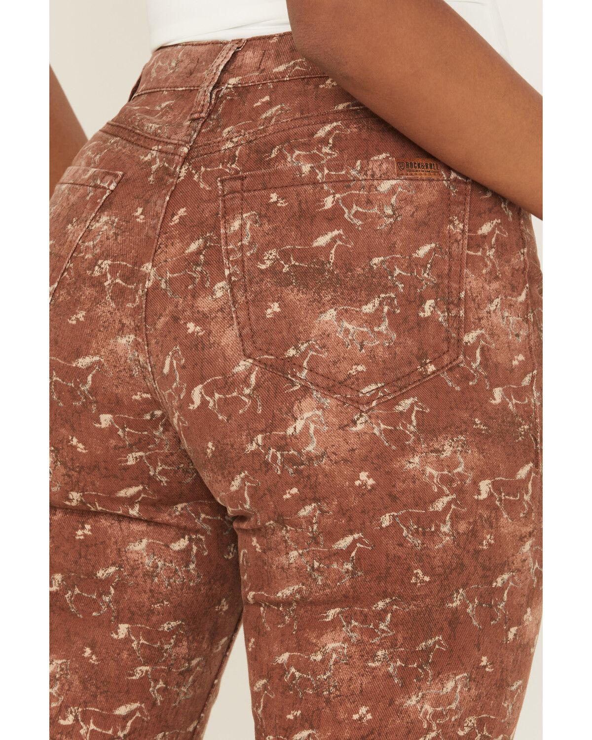 Rock & Roll Denim Women's Horse Print High Rise Bargain Bootcut Stretch Jeans