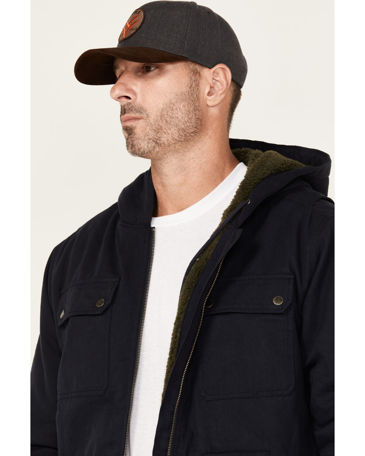 Lucky Brand Workwear Men's Sherpa Lined Hooded Canvas Chore Coat