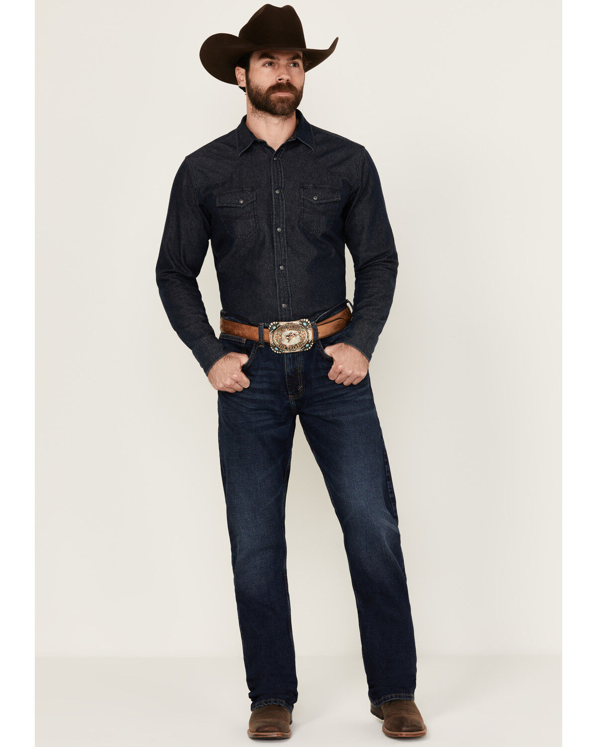 Wrangler 20X Men's Ellison Dark Wash Bootcut Stretch Denim Jeans - Tall