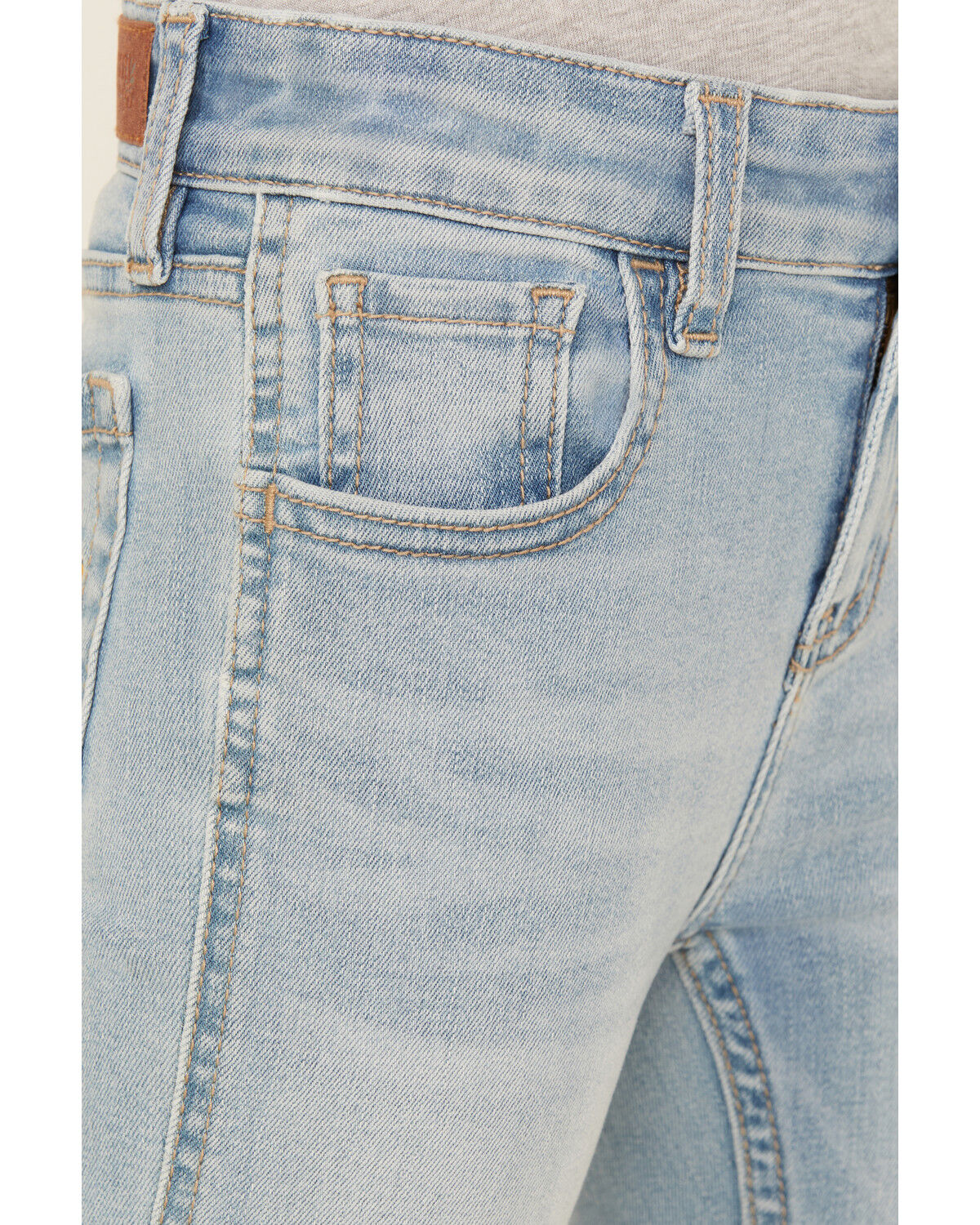 Shyanne Little Girls' Ophelia Floral Embroidered Light Wash Flare Stretch Denim Jeans