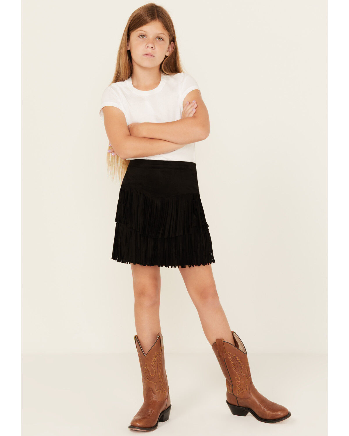 Shyanne Girls' Faux Suede Fringe Skirt