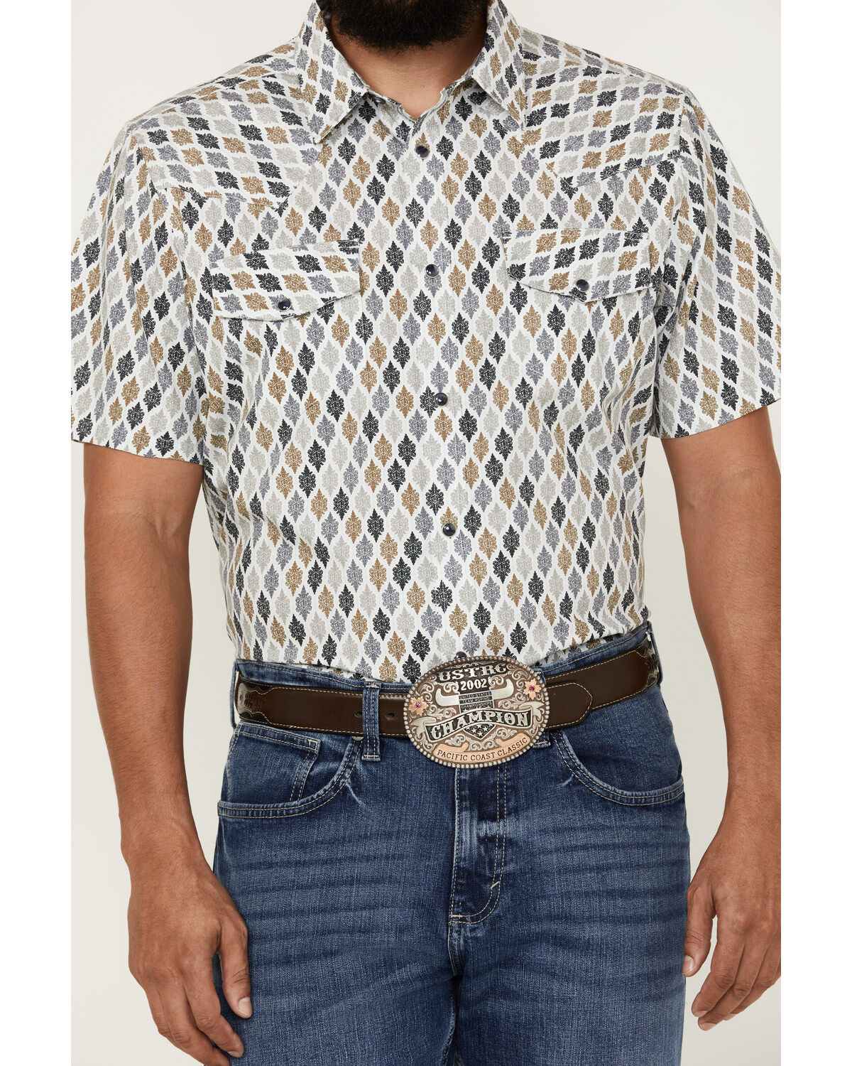 Gibson Men's Geo Print Short Sleeve Snap Western Shirt