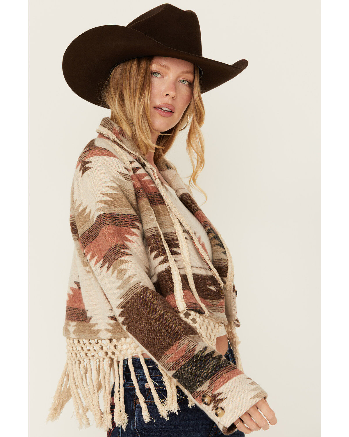 Miss Me Women's Southwestern Print Cropped Blazer