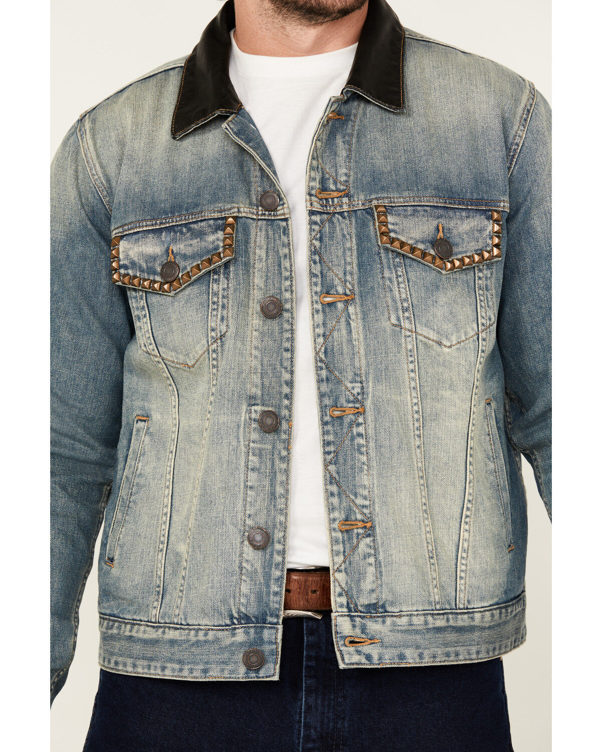 Moonshine Spirit Men's Slasher Medium Wash Denim Jacket