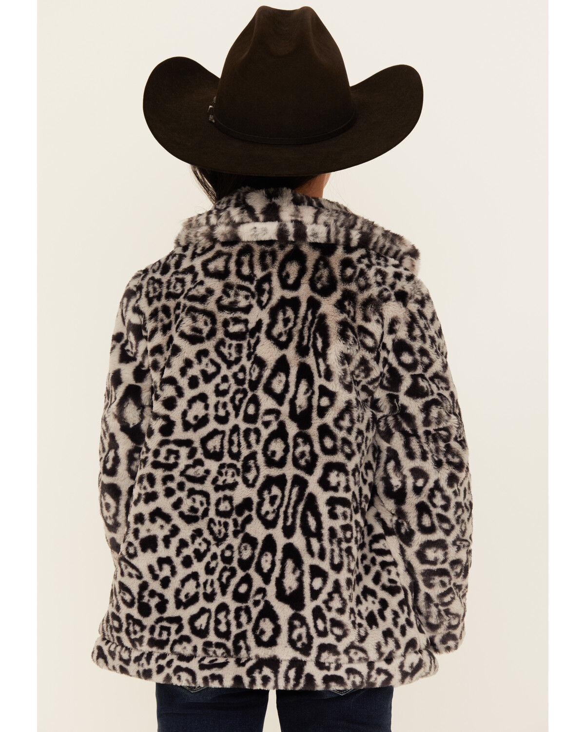 Urban Republic Girls' Jaguar Print Long Faux Fur Coat
