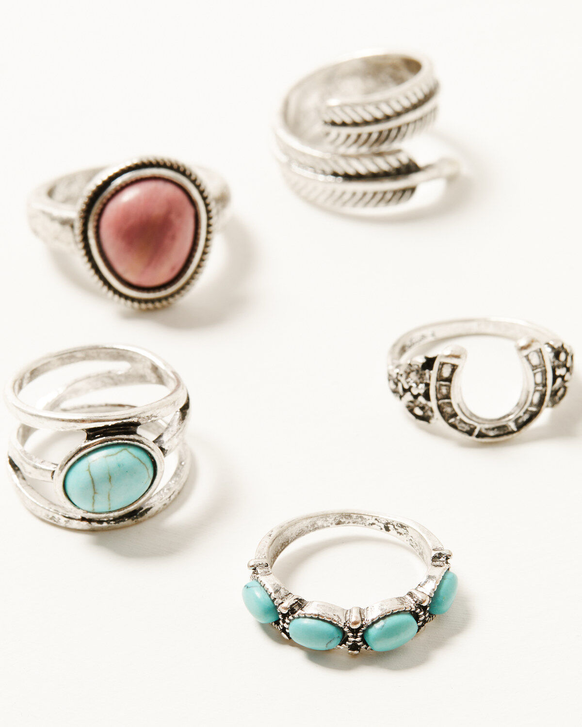 Shyanne Women's Horseshoe Feather Ring Set