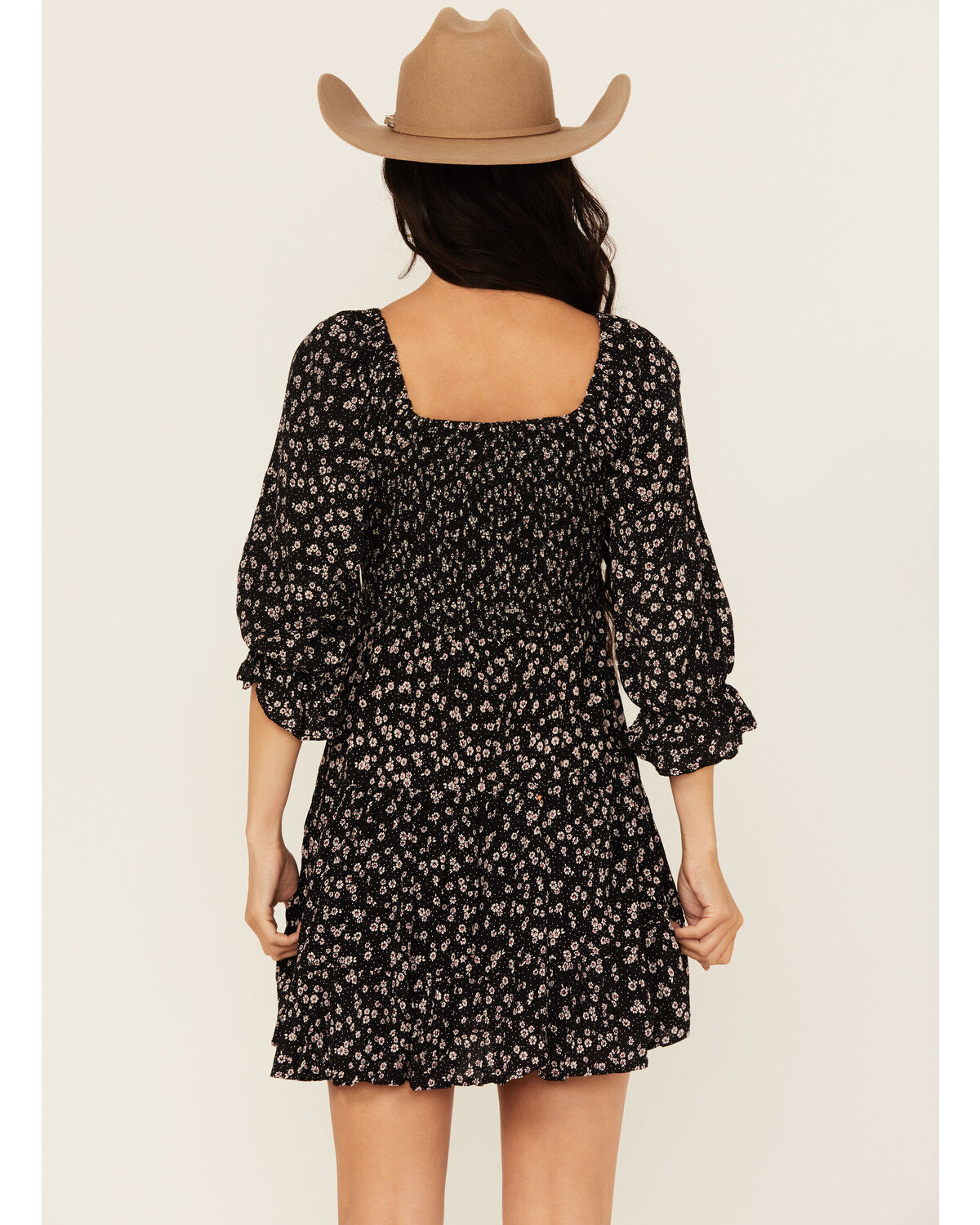 Angie Women's Floral Print Knot Front Mini Dress