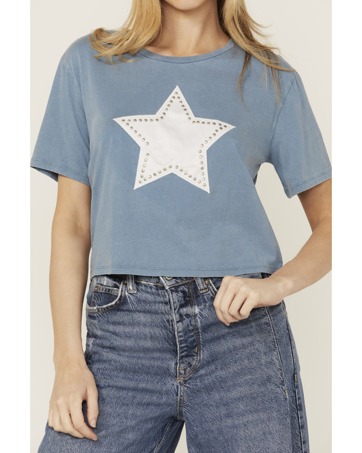 Rock & Roll Denim Women's Studded Star Short Sleeve Graphic Tee