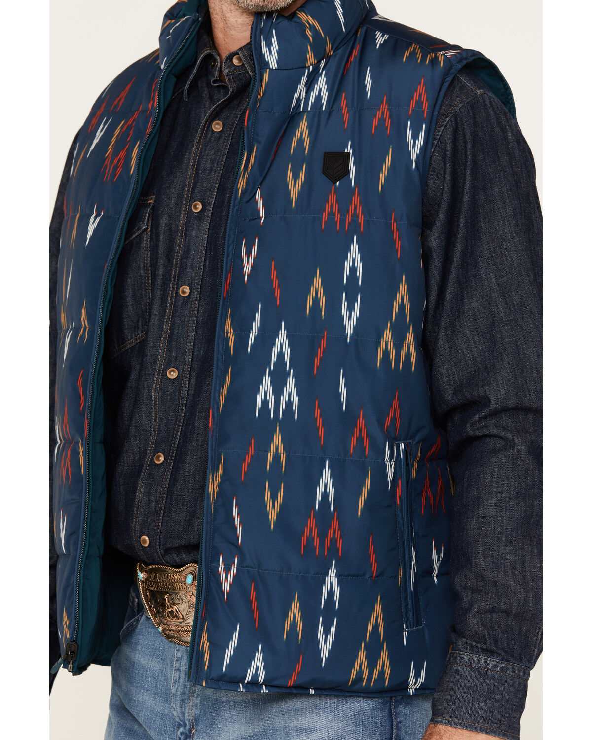 RANK 45® Men's Men's Spaced Geo Print Reversible Puffer Vest