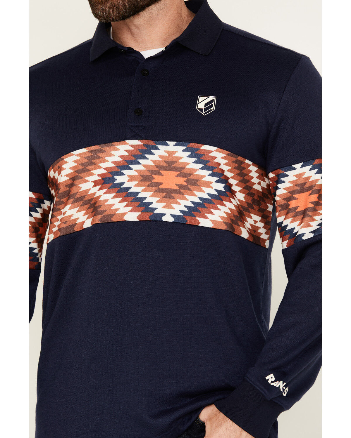 RANK 45® Men's Border Striped Rugby Polo Shirt