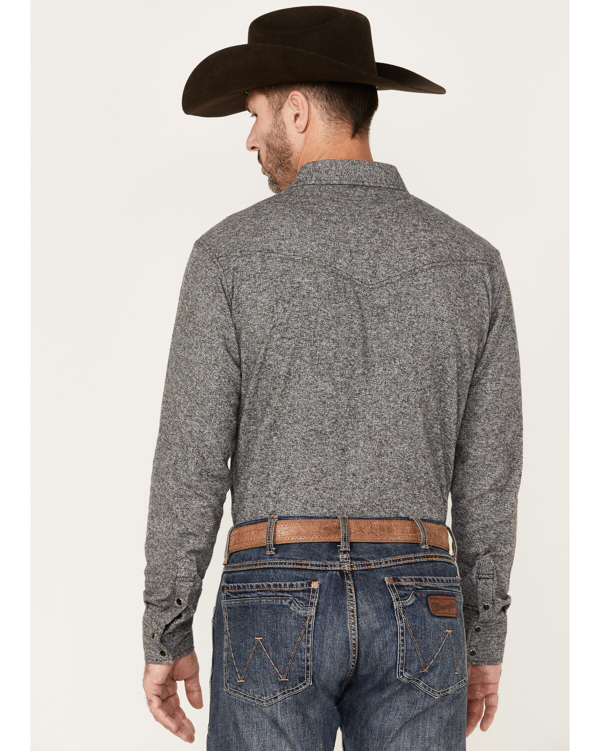 Blue Ranchwear Men's Jasper Heather Long Sleeve Snap Flannel Shirt