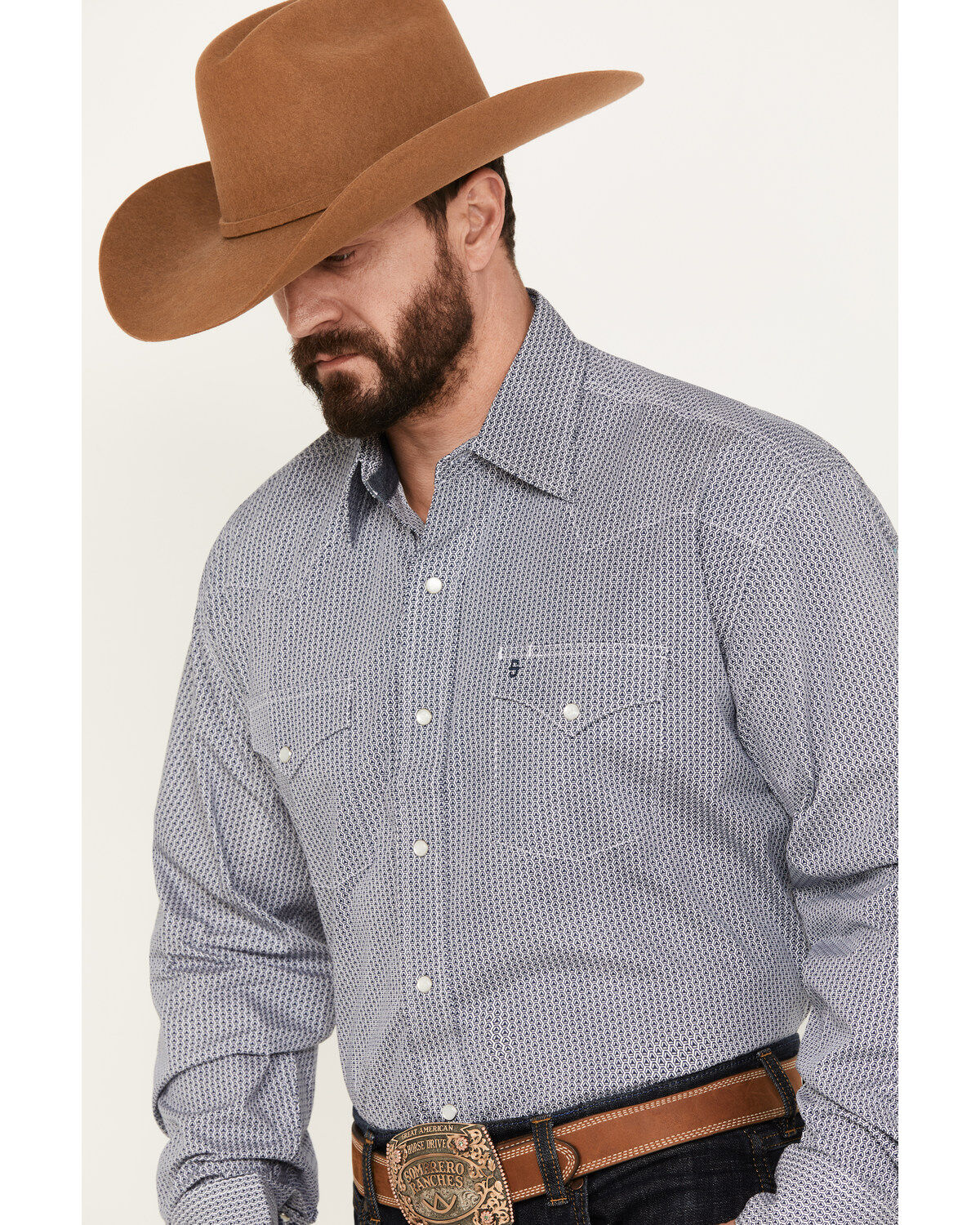 Stetson Men's Geo Print Long Sleeve Western Pearl Snap Shirt