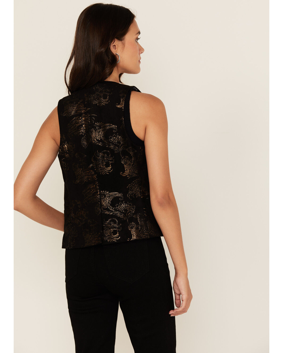 Shyanne Women's Metallic Printed Faux Suede Vest