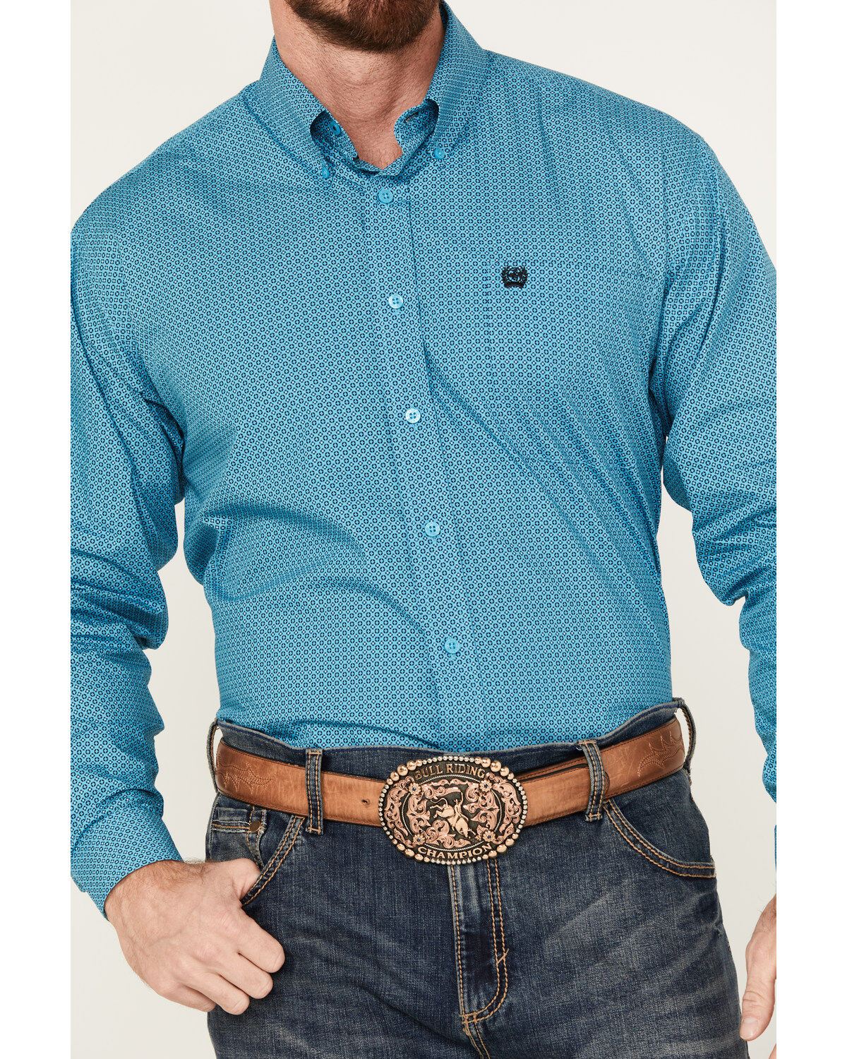 Cinch Men's Geo Print Long Sleeve Button-Down Western Shirt