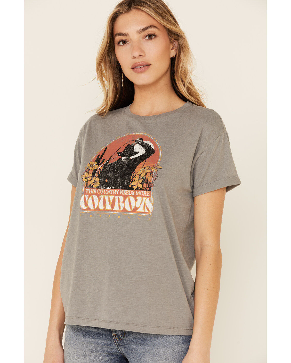White Crow Women's This Country Needs More Cowboys Graphic Short Sleeve Tee