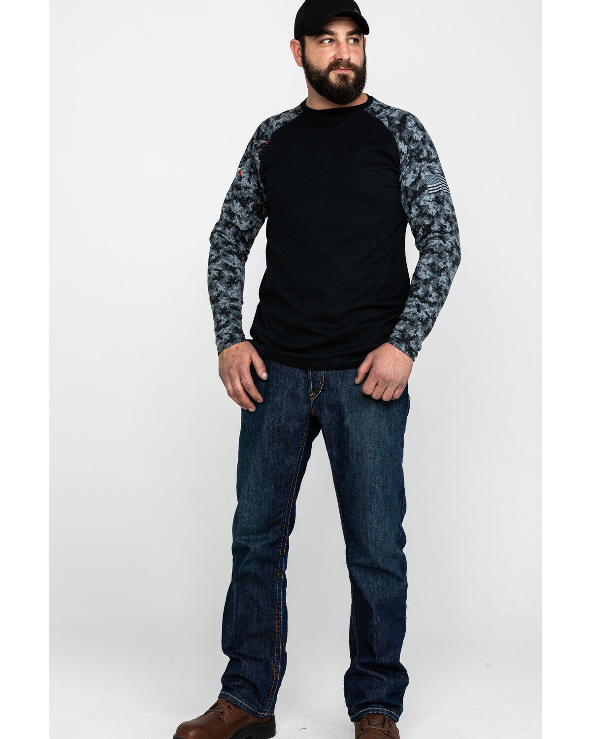 Ariat Men's Camo FR Baseball Long Sleeve Work Shirt - Tall