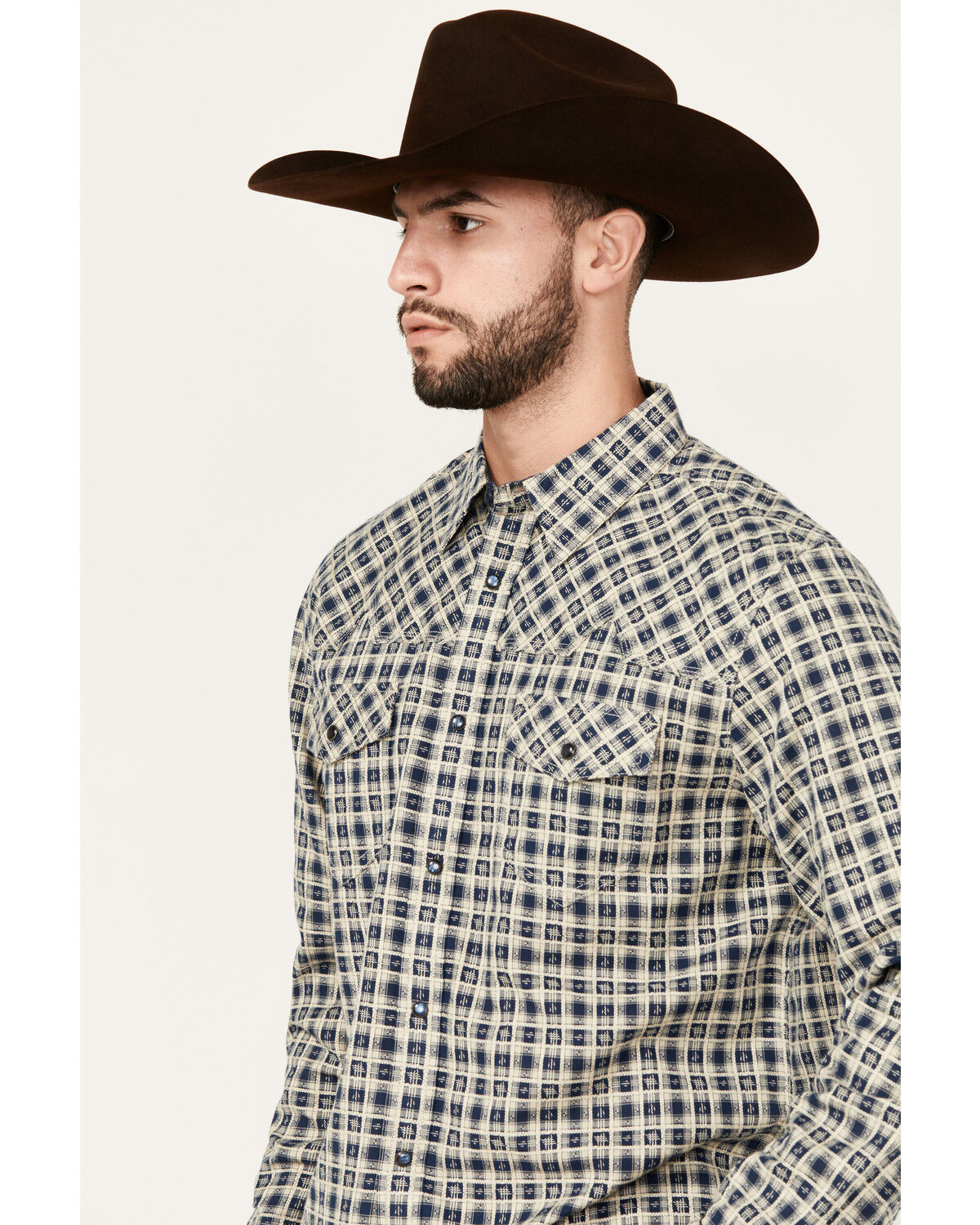 Moonshine Spirit Men's Durango Plaid Print Long Sleeve Snap Western Shirt