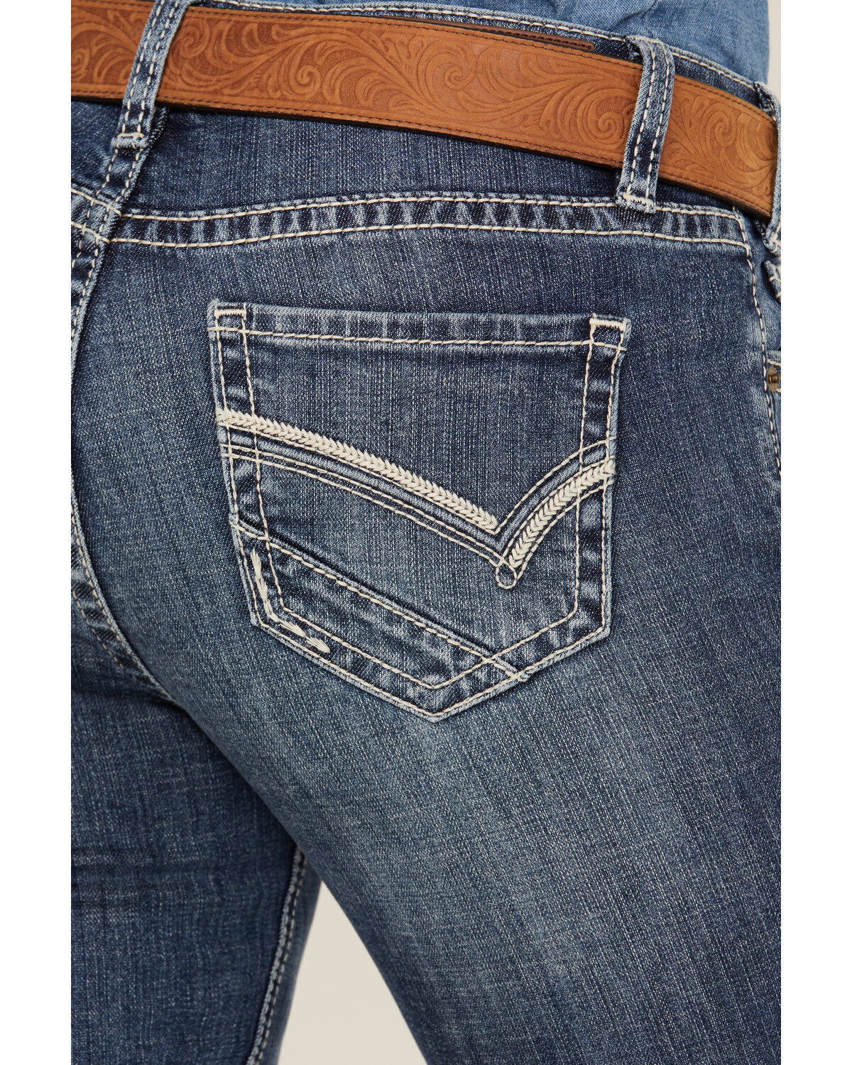 Rock & Roll Denim Women's Medium Wash Mid Rise Riding Bootcut Jeans