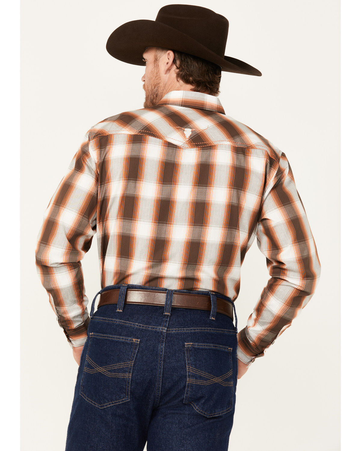 Cowboy Hardware Men's Hombre Plaid Print Long Sleeve Snap Western Shirt