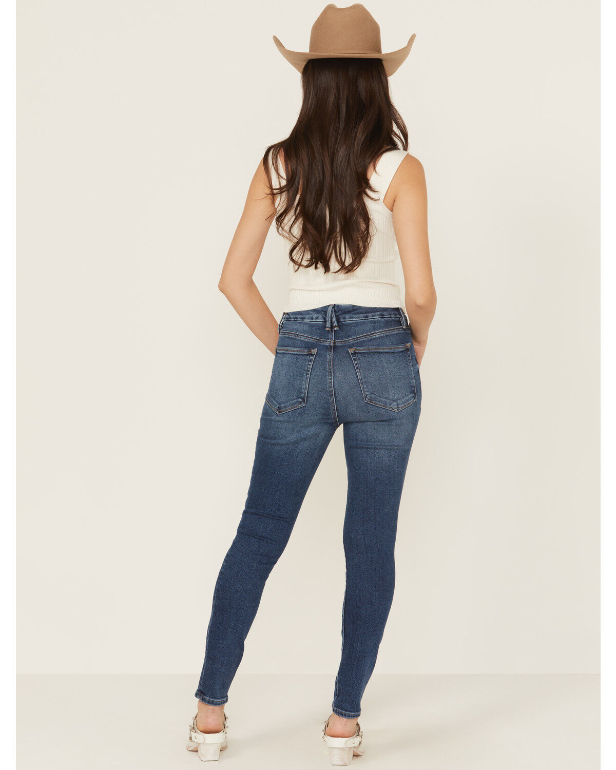 Good American Women's Good Waist Dark Wash High Rise Skinny Stretch Denim Jeans