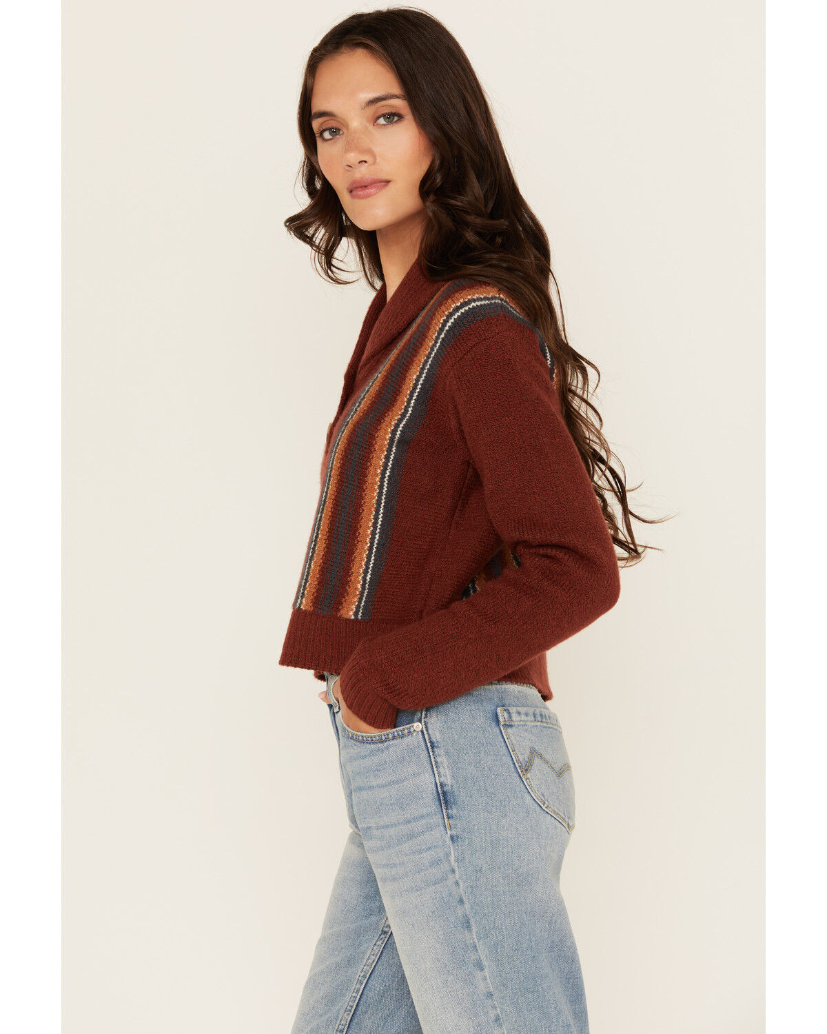Cleo + Wolf Women's Collette Striped Print Long Sleeve Sweater