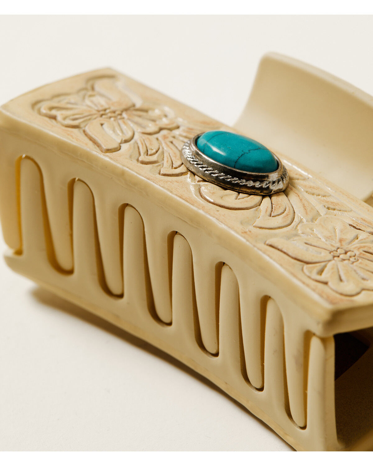 Shyanne Women's Tooled Floral Leather Hair Clip