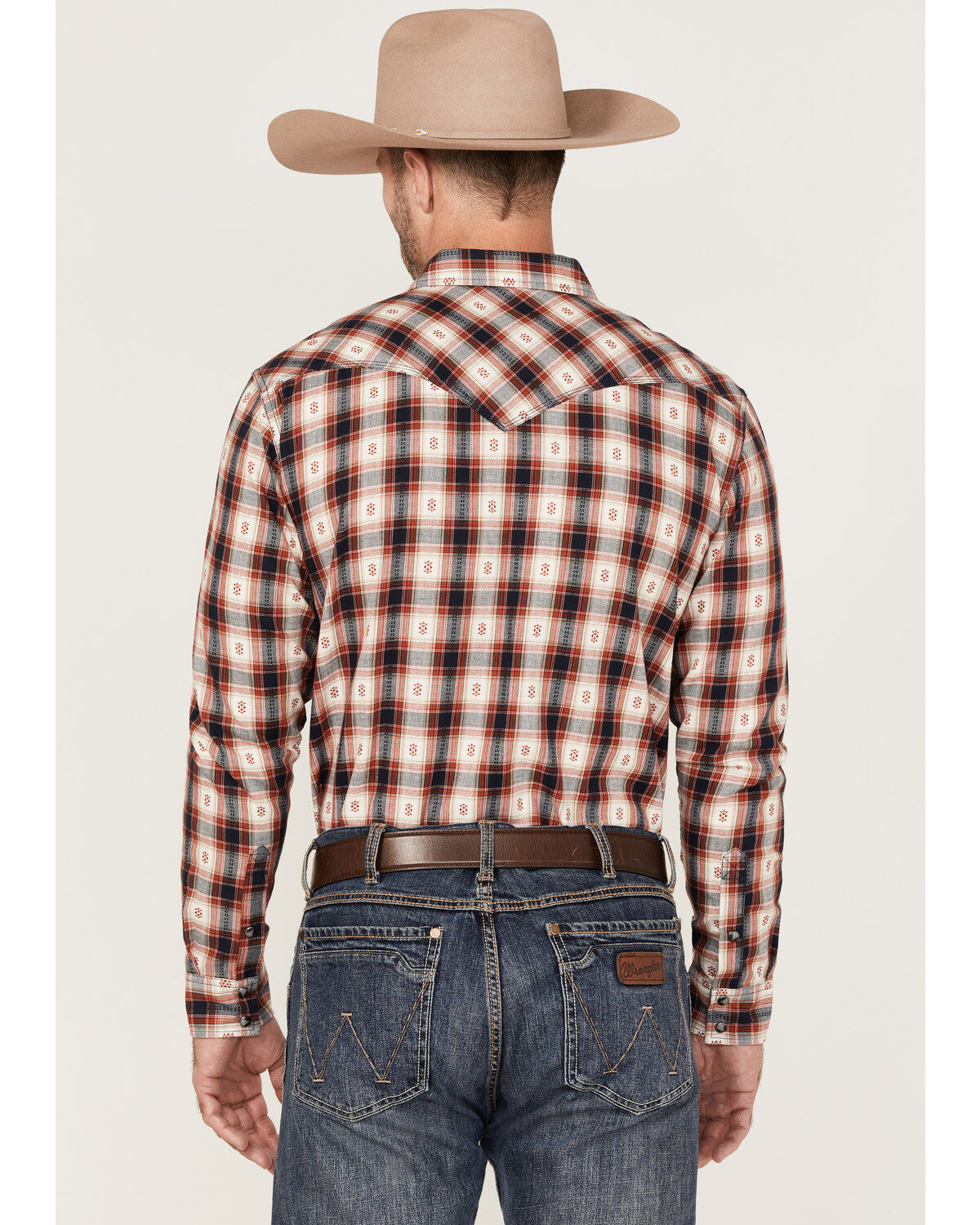 Moonshine Spirit Men's Apache Dobby Plaid Long Sleeve Snap Western Shirt