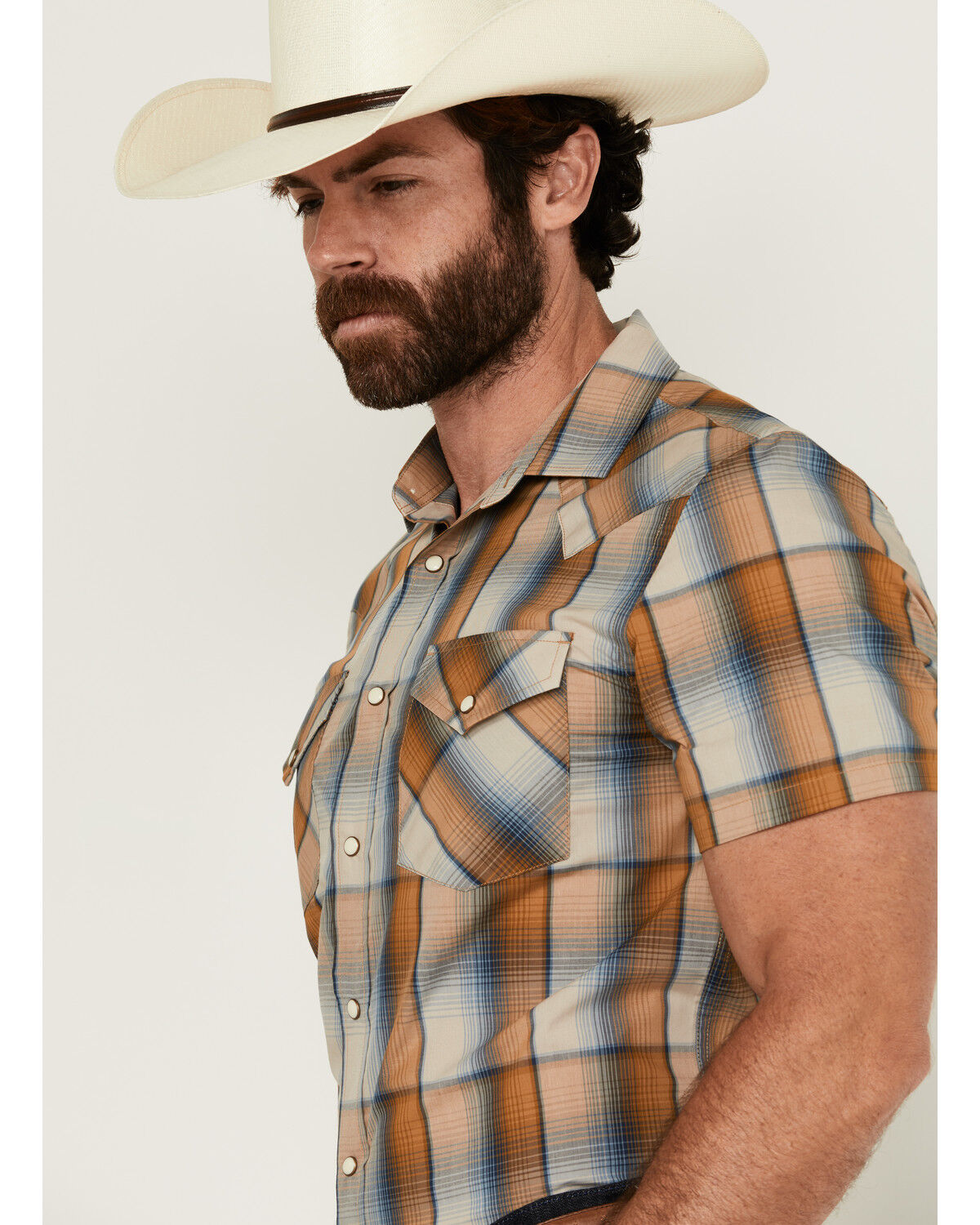 Pendleton Men's Frontier Plaid Print Short Sleeve Snap Western Shirt
