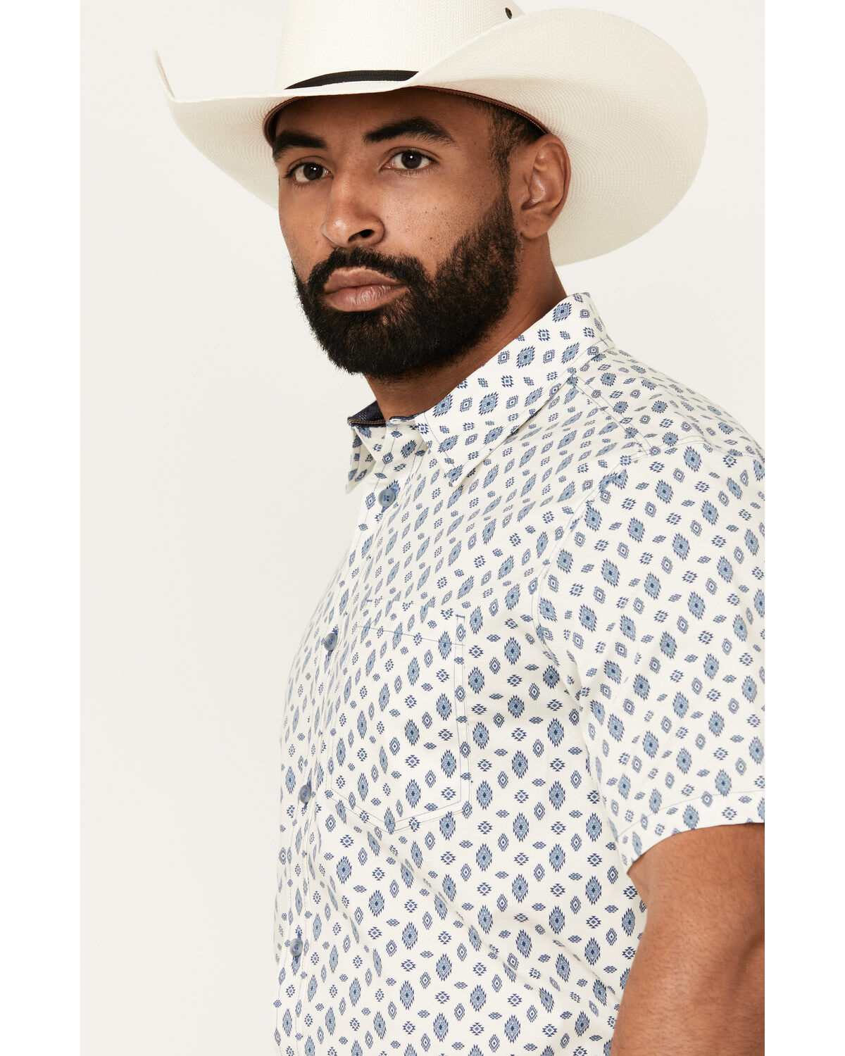 Cody James Men's Tusk Southwestern Geo Print Short Sleeve Button-Down Stretch Western Shirt