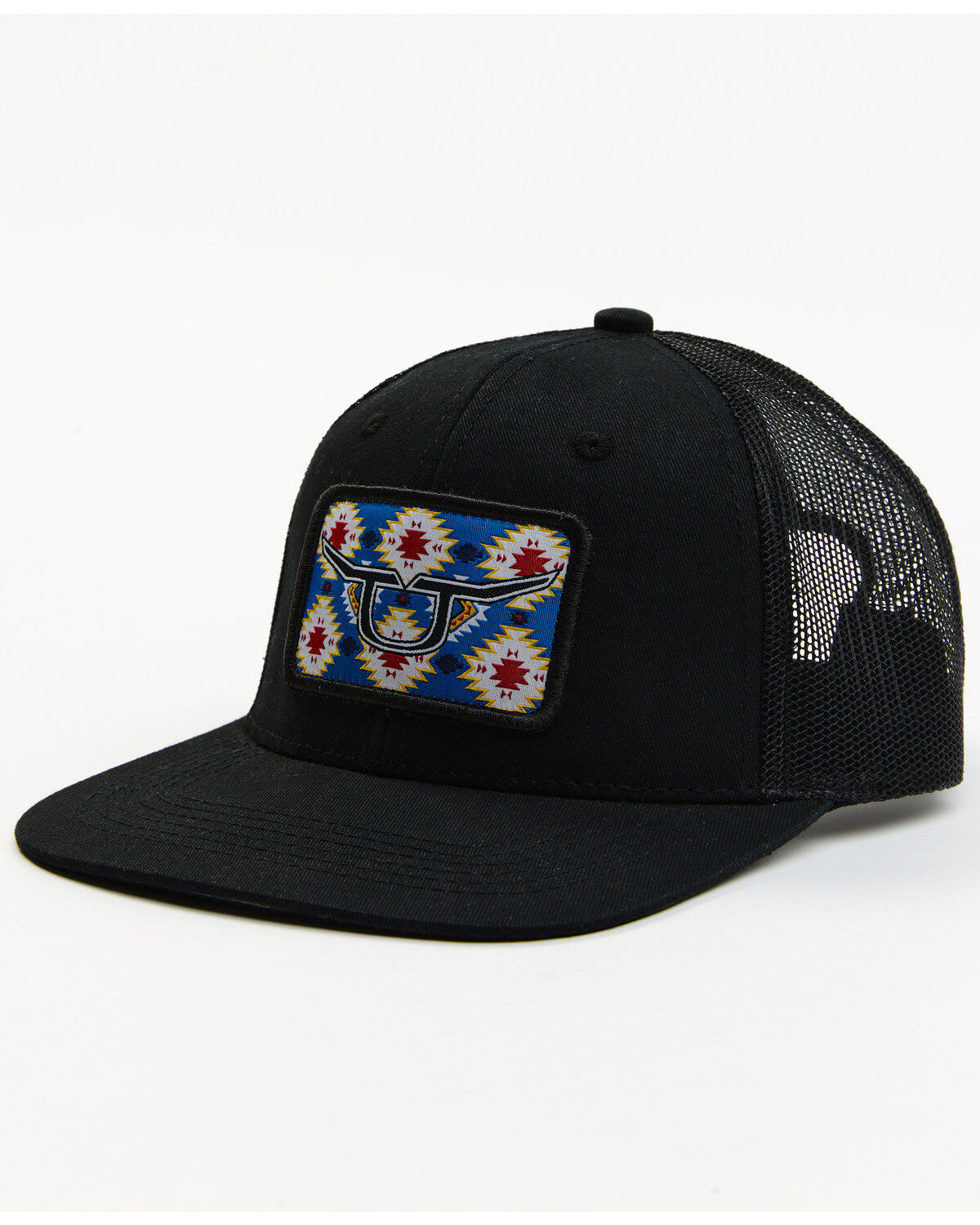 RopeSmart Men's Southwestern Rec Patch Mesh-Back Black Ball Cap
