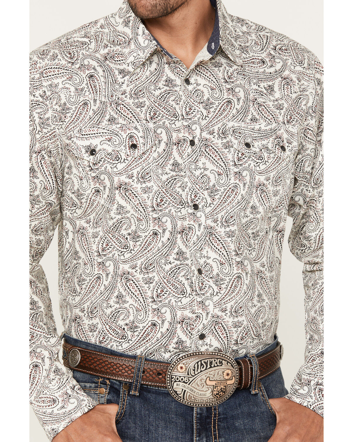 Moonshine Spirit Men's Goleta Paisley Print Long Sleeve Snap Western Shirt