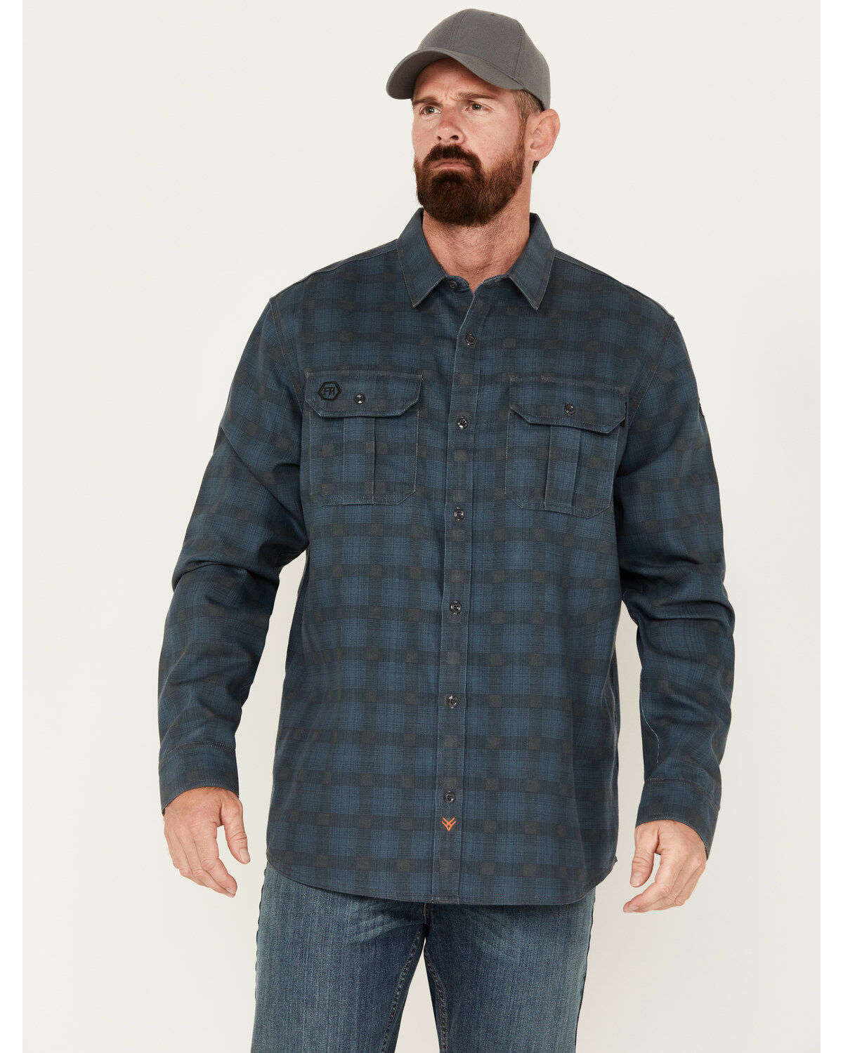Hawx Men's FR Plaid Print Long Sleeve Button-Down Work Shirt