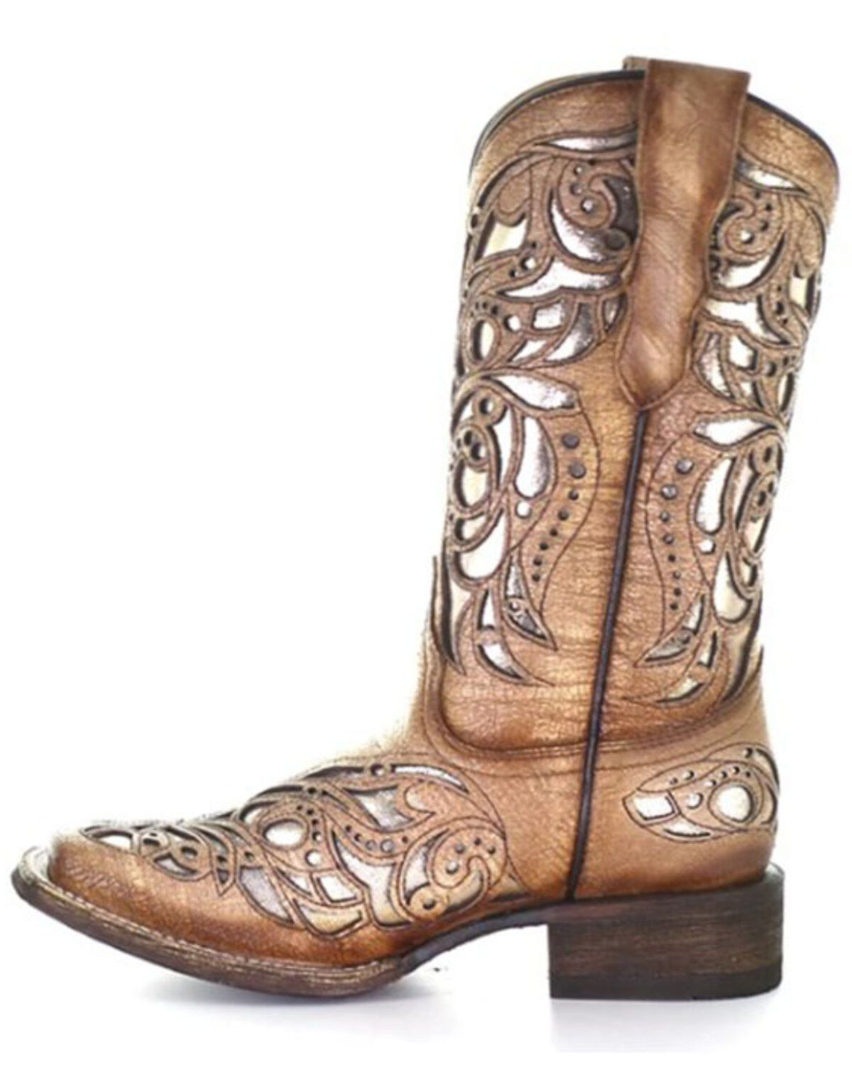 Corral Girls' Shiny Inlay Western Boots - Square Toe