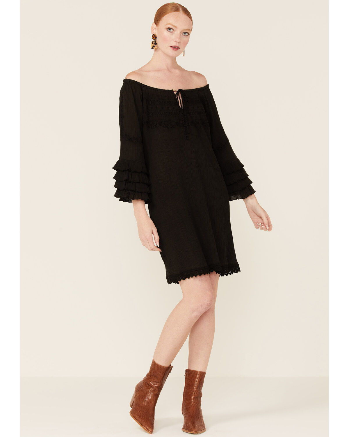 Roper Women's Ruffle Sleeve Mini Dress