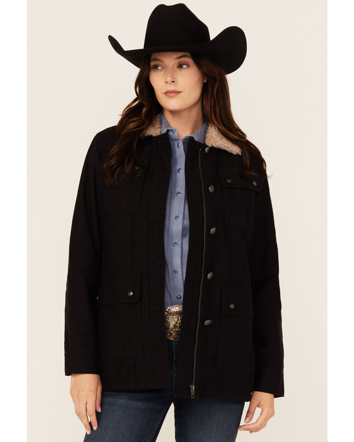 Shyanne Women's Canvas Sherpa Lined Button-Down Jacket