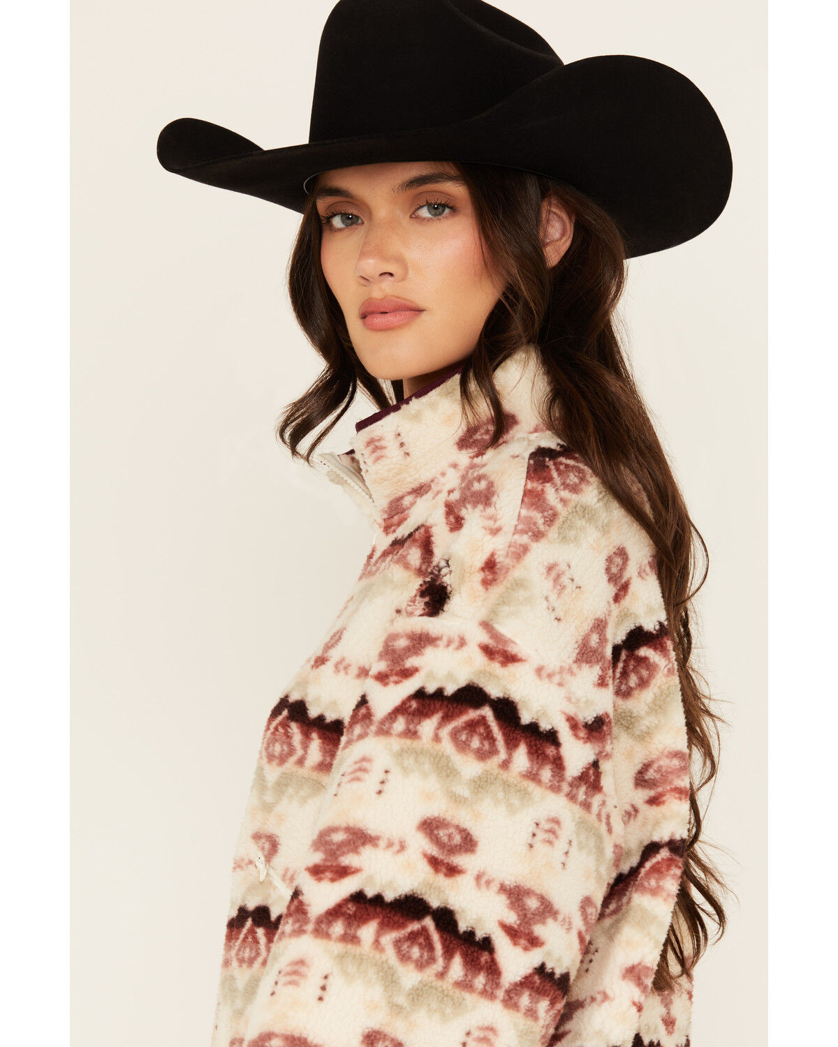 Rock & Roll Denim Women's Southwestern Print Sherpa Pullover