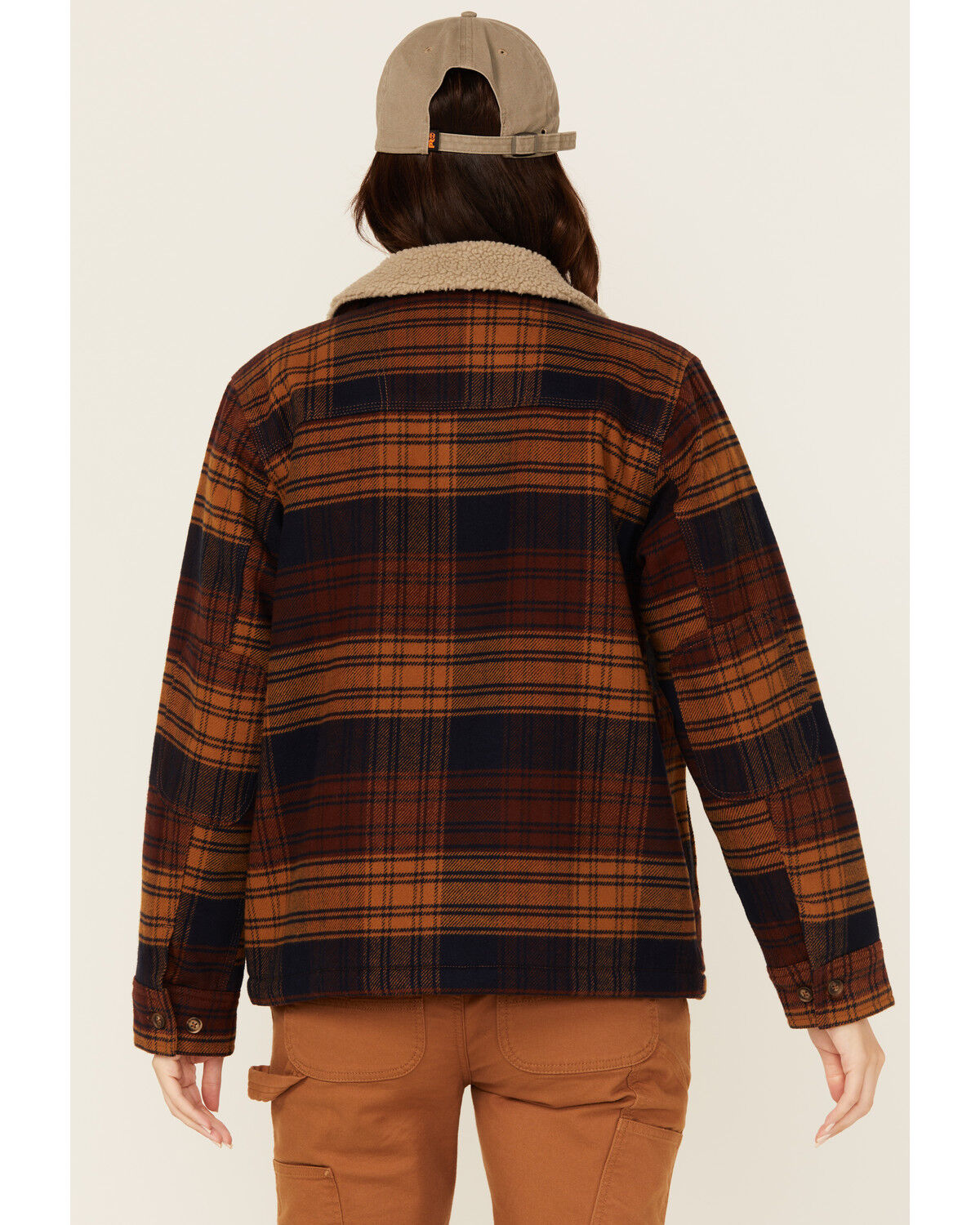 Lucky Brand Workwear Women's Twill Plaid Print Sherpa Lined Button-Down Work Jacket