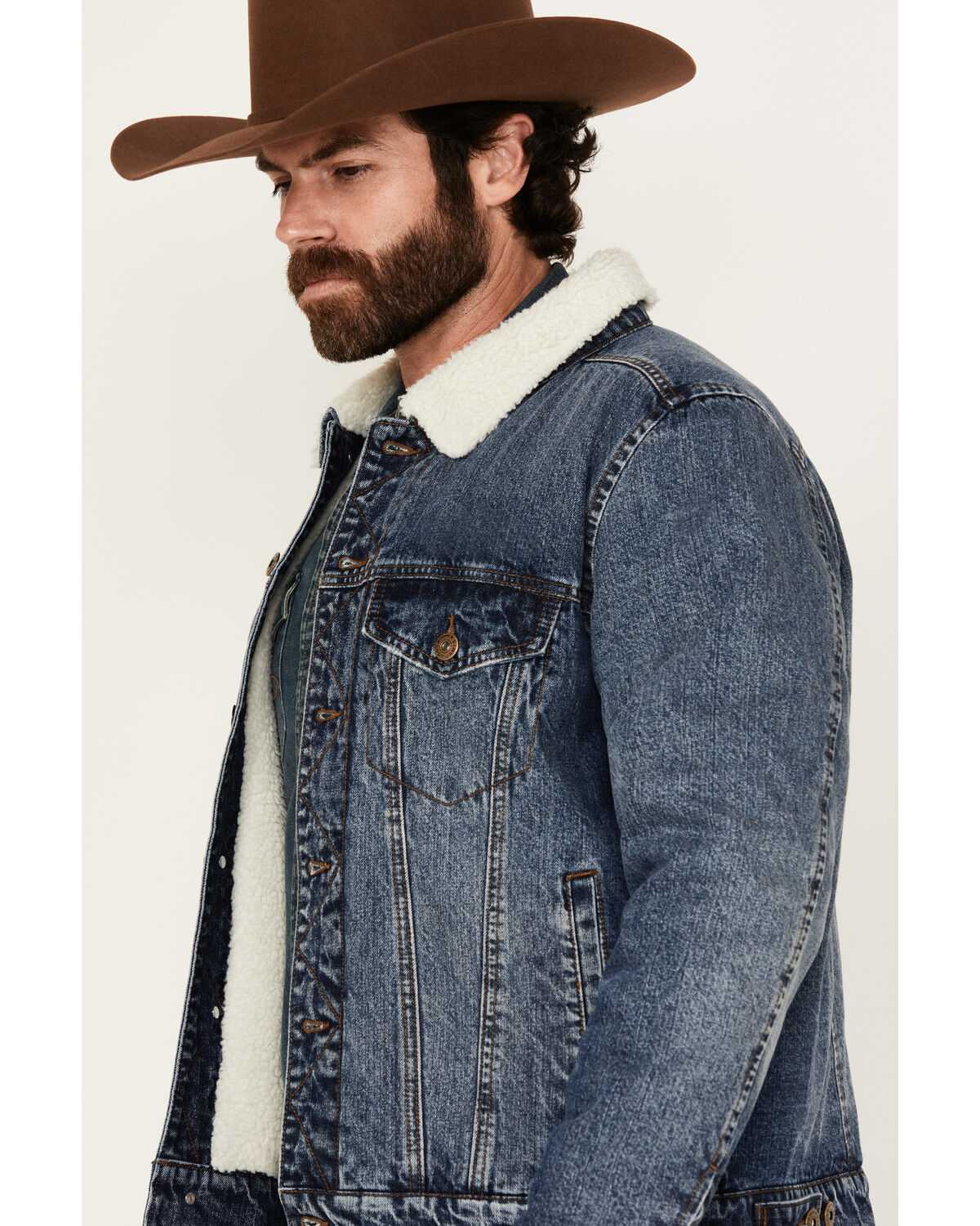 Cody James Men's Sherpa Lined Denim Jacket