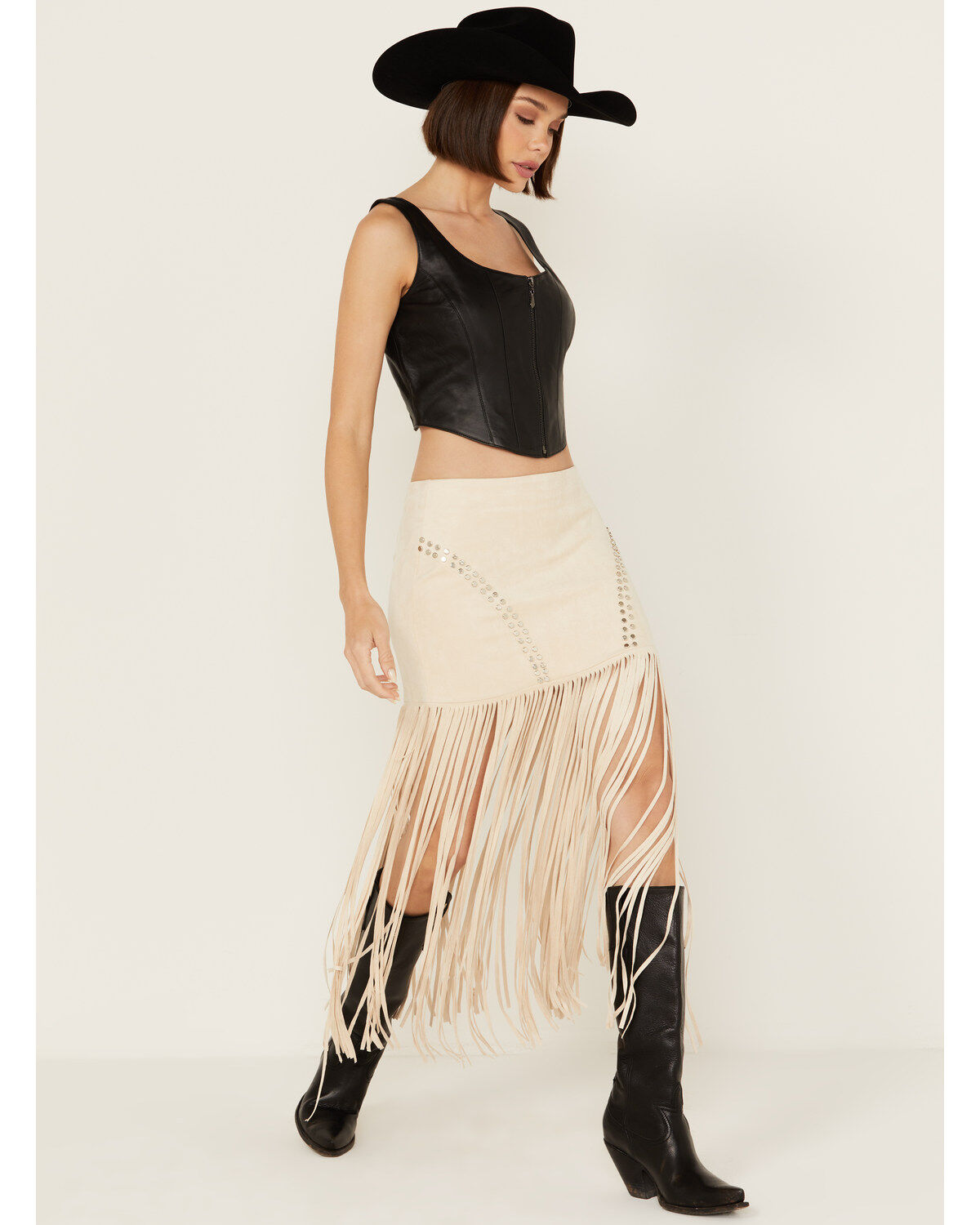 Vocal Women's Fringe Studded Skirt