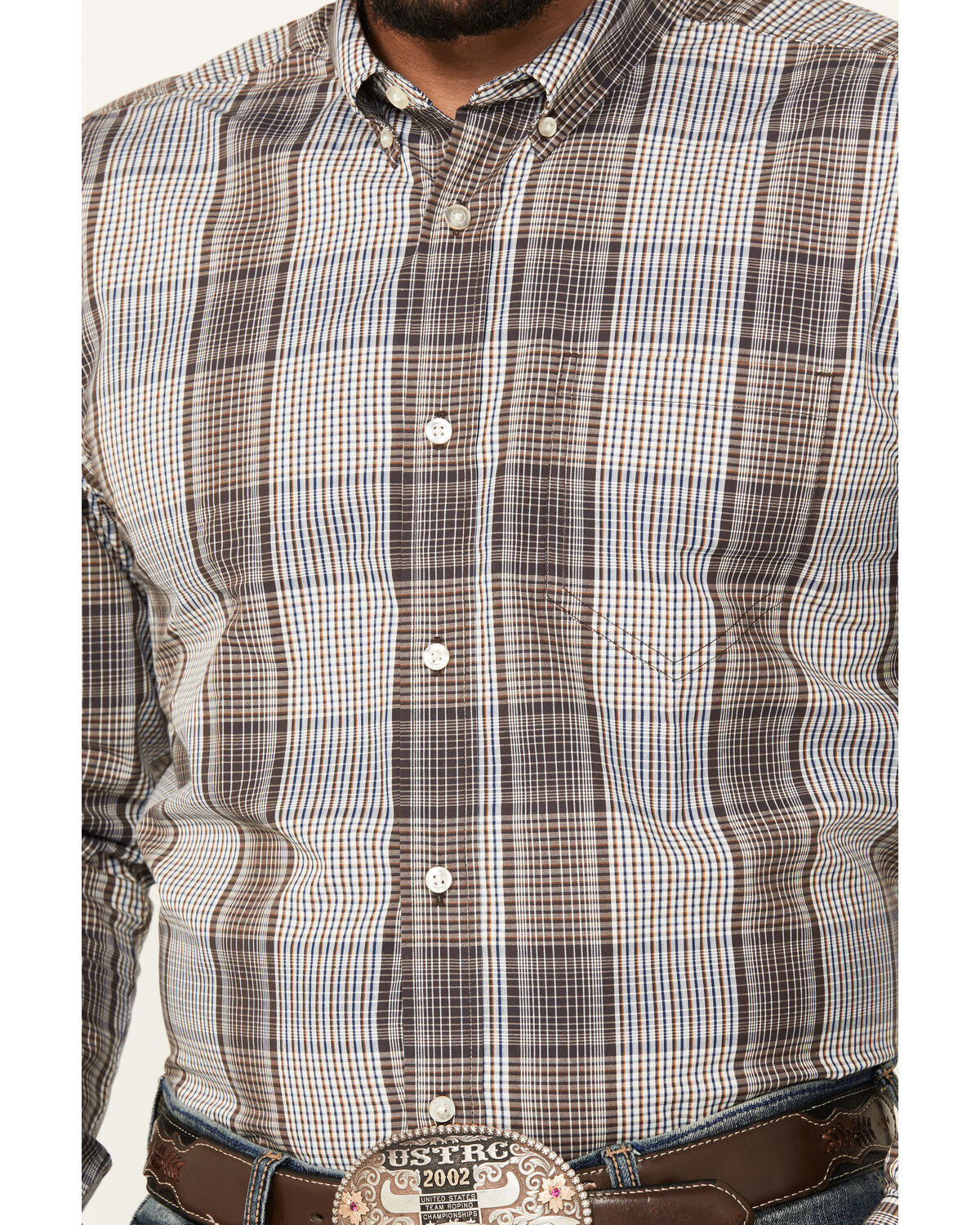 Cody James Men's Fiesta Plaid Print Long Sleeve Button-Down Western Shirt